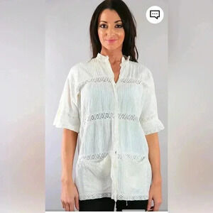 Shabby Babe -  Mexican jacket vintage 70s boho hippie  cotton lace top festival